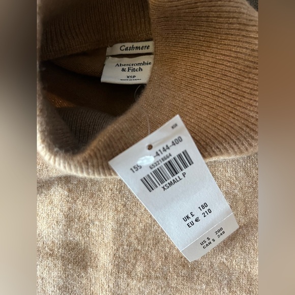 NWT Abercrombie & Fitch Cashmere Mock Neck Mini Sweater Dress Women’s XS P Camel - Picture 2 of 7